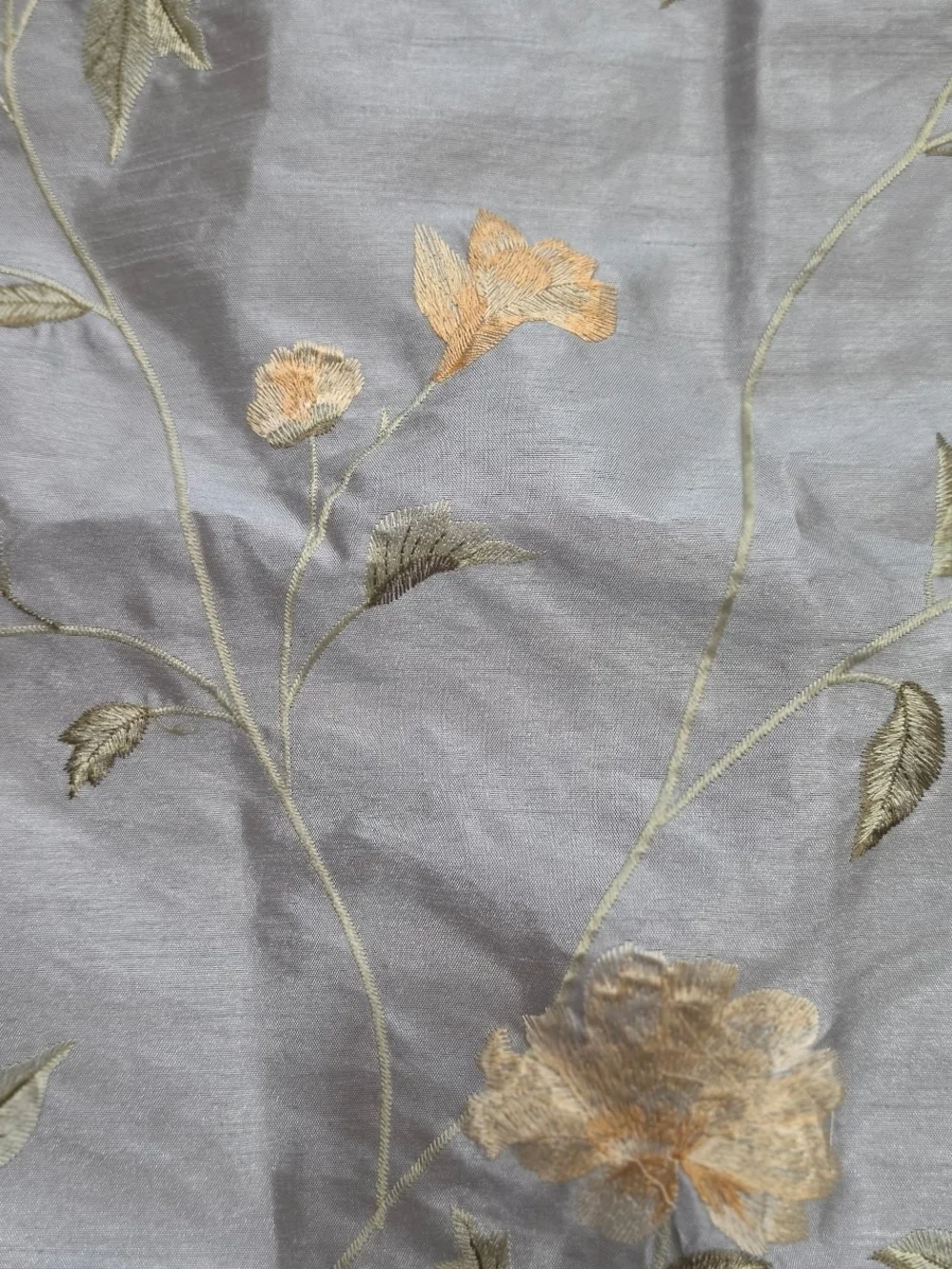 Vintage Floral Embroidered Pillow Shams in Light Blue and Cream